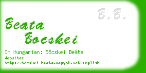 beata bocskei business card